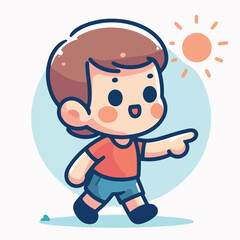 vector of little boy pointing