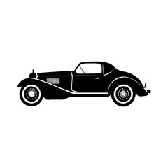 vintage car icon, vintage car silhouette vector illustration-simple silhouette illustration of vintage car,vintage car vector