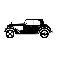 vintage car icon, vintage car silhouette vector illustration-simple silhouette illustration of vintage car,vintage car vector