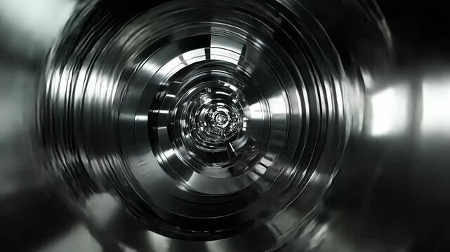 Abstract 3D Tunnel Technology with Turbine Engine and Circular Metal Design
