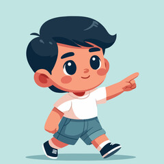 vector of little boy pointing
