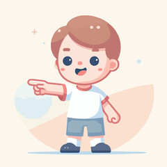 vector of little boy pointing