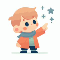 vector of little boy pointing