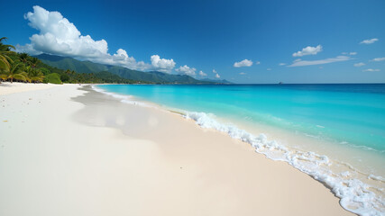 Fototapeta premium Beautiful beach with white sand and turquoise water.