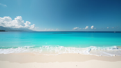 Obraz premium Beautiful beach with white sand and turquoise water.