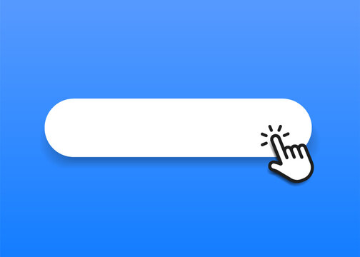 Click here web buttons with hand cursor. Set of action button with arrow pointer. Click button. Modern action button mouse click symbol. Computer mouse click cursor or Hand pointer symbol.