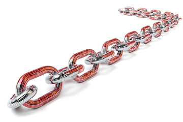 Obraz premium Red and Silver Chain Links Interconnected Strength and Unity