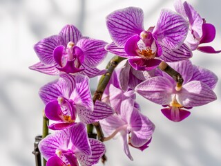 Close up of the purple moon orchid flower called because when it flowers it is shaped like a moon,...