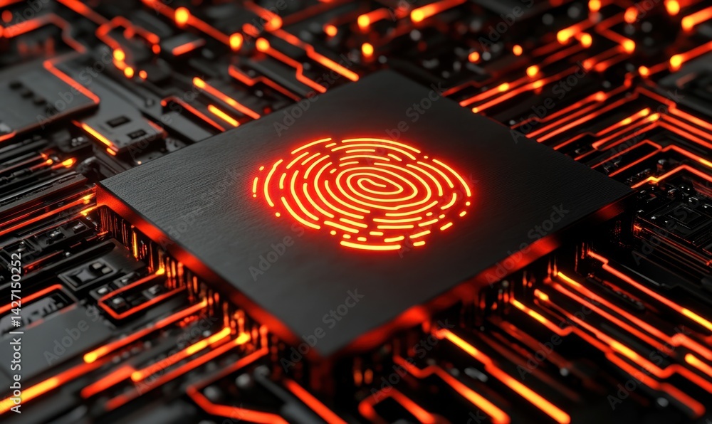 Poster fingerprint security chip on circuit board; digital authentication
