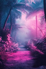 Neon Jungle Path Tropical Dreamscape.