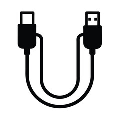 USB Cables on White Background - Black Vector