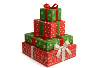 Obraz premium Colorful Christmas Gifts Stacked Festively for Holiday Celebrations and Seasonal Joy