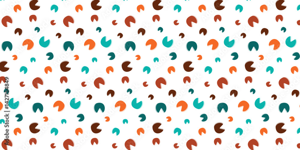 Poster playful scatter seamless pattern with donkey footprints in multi color for textile, fabric, wrapping