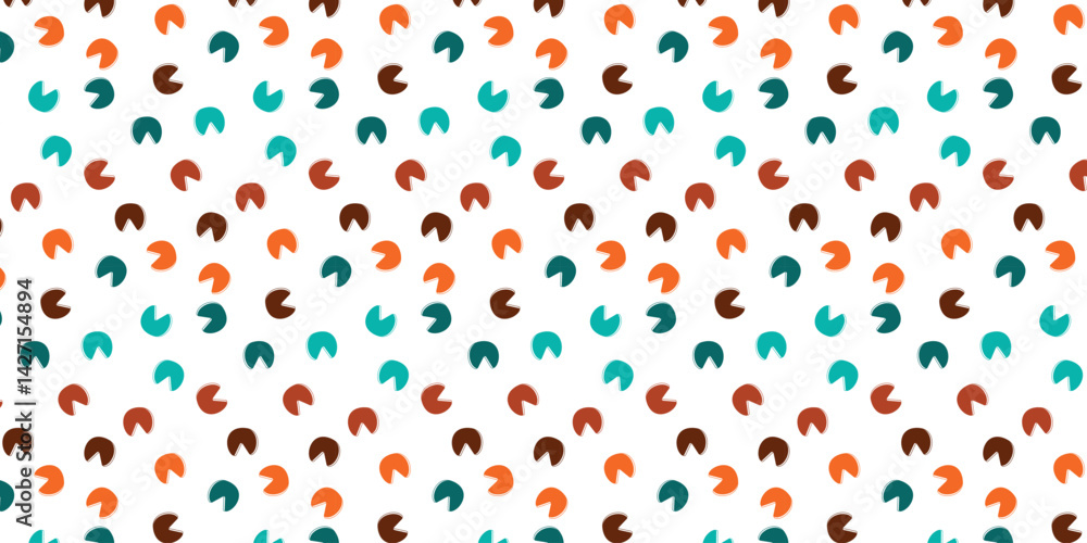 Poster scatter seamless pattern with donkey footprints in multi color for textile, fabric, wrapping, and ot