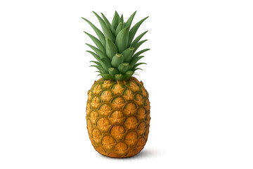 Fototapeta premium Fresh Pineapple With Tropical Green Leaves on Display Against a White Background