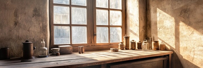 Sunlit Vintage Workshop Rustic Charm.