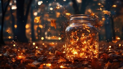 Autumnal Firefly Jar in Forest
