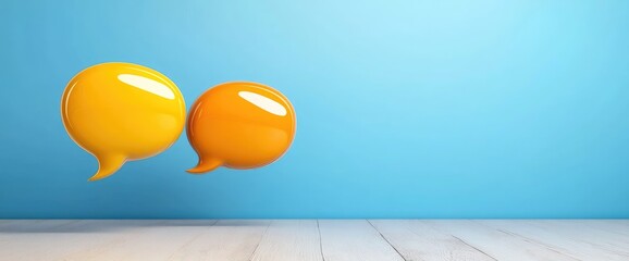 Speech bubbles communication chat icons yellow orange glossy modern design