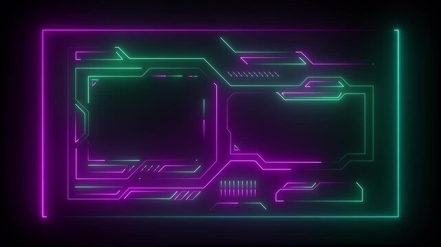 Abstract futuristic background of blue glowing digital numbers. sci f technology HUD picture frame. glowing neon border frame, 4k motion video.Digital neon HUD futuristic background.