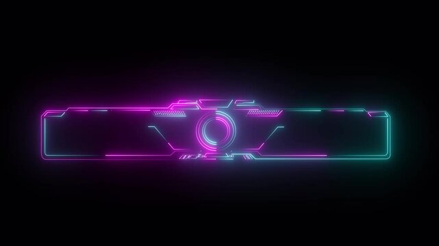Abstract futuristic background of blue glowing digital numbers. sci f technology HUD picture frame. glowing neon border frame, 4k motion video.Digital neon HUD futuristic background.