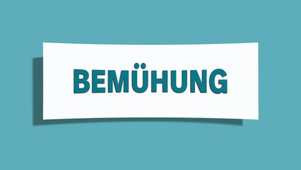 Bemuehung (effort) - A card isolated on light green background.