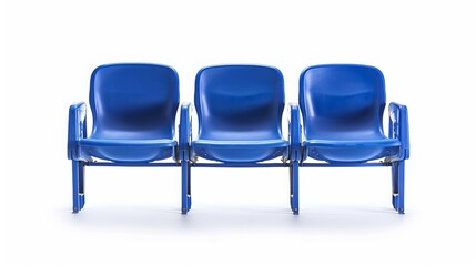 Obraz premium Comfortable blue stadium seats stand alone against a pure white backdrop, and the image is easily cut and pasted into other designs.