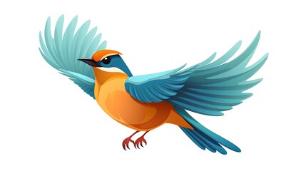 Fototapeta premium Vintage Cartoon Bird Flying Illustration for Retro Design Projects