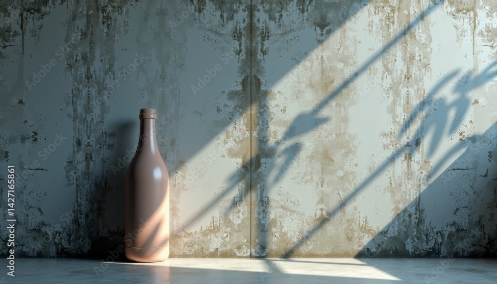 Poster minimalist vase casting shadows on a rustic wall