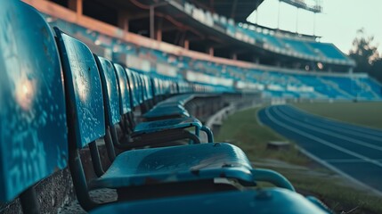 Empty stadium seat during a deserted football game.