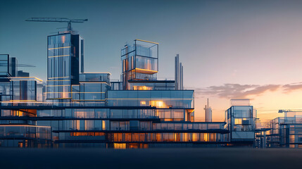 Obraz premium Futuristic Cityscape at Sunset