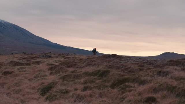 Man Walking Through Icelandic Nature 