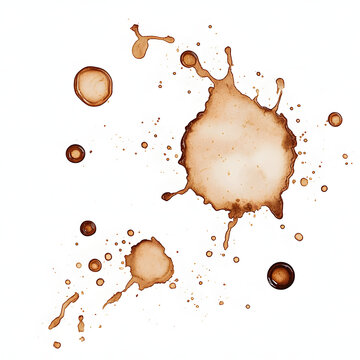 Coffee stains isolated on a transparent background. Royalty high-quality free stock PNG image of Coffee and Tea Stains Left by Cup Bottoms. Round coffee stain isolated, cafe stain fleck drink beverage