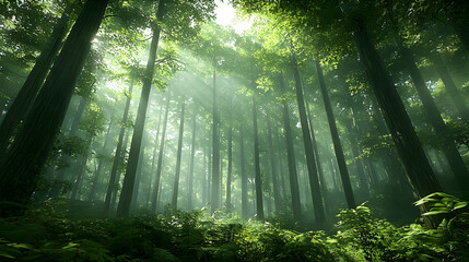 Obraz premium Pixelated Forest Scene With Sunlight