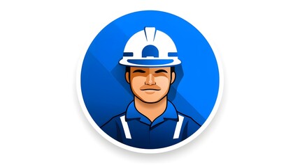 Engineer Vector Icon: Professional Flat Blue Symbol Pictogram Usage