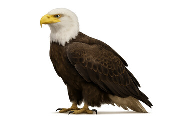 Fototapeta premium Majestic Bald Eagle Standing Gracefully Against a Neutral Background in a Powerful Pose