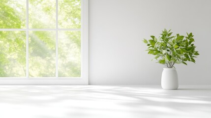 Fototapeta premium Bright, minimalist interior with a plant