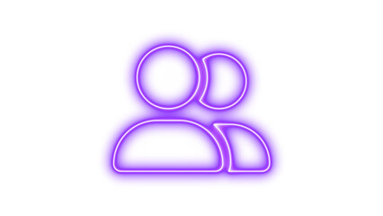 Neon user group icon purple  color glow with transparent background