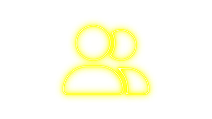 Neon user group icon yellow color glow with transparent background