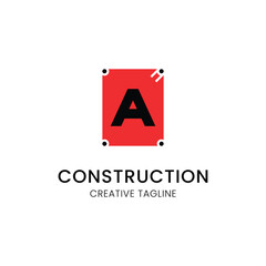 minimalist letter A logo design for construction company