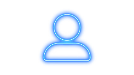Neon user large icon blue color glow with transparent background