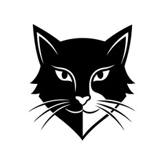 Black and White Cat Face Illustration:  An eye-catching and minimalist black and white illustration of a cat's face, showcasing its bold features.
