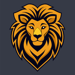 Obraz premium Lion Head Logo Design: A stylized lion head logo design, perfect for a company or team seeking a bold and powerful symbol. The lion's head is depicted in a sleek, contemporary style.