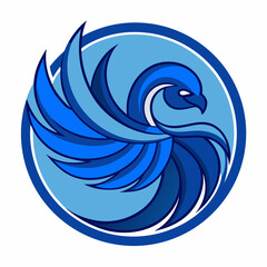 Soaring Vision: A stylized illustration showcases a majestic bird in flight, embodying strength, freedom, and aspiration with a harmonious blend of blue hues. 