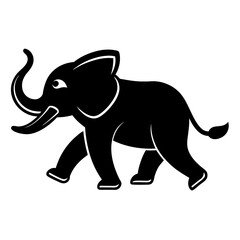 Majestic Elephant Icon: A captivating silhouette of a majestic elephant gracefully walks, its iconic features are prominently displayed, creating a striking visual representation.