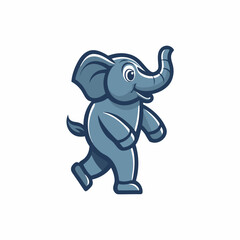Obraz premium Cute Cartoon Elephant on the Move: A cheerful cartoon elephant, captured in a friendly and endearing illustrative style, marches purposefully, showcasing its playful character and inviting nature.