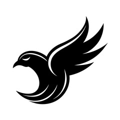 Obraz premium Soaring Silhouette: A sleek, monochrome emblem of a dove in flight. Its streamlined form conveys freedom and peace.