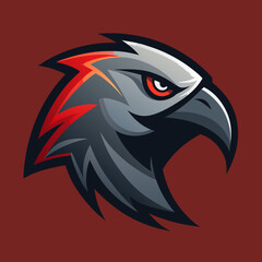 Fototapeta premium Vigilant Eagle Emblem: A fierce eagle head emblem, radiating power and intensity, depicted in a vivid illustrative style, ready to inspire action.