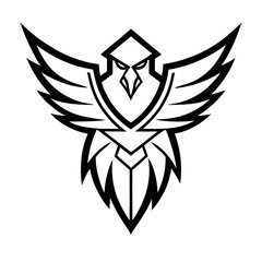 Fototapeta premium Eagle's emblem: A bold and geometric eagle emblem, designed with clean lines, embodies strength and ambition. A striking visual element.