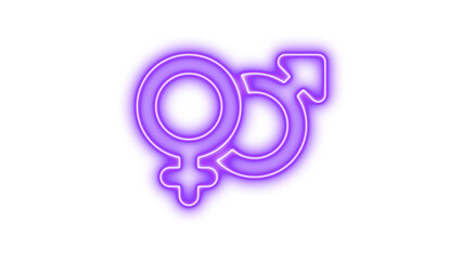 Neon venus mars icon purple color glow with transparent background © مُحسَب