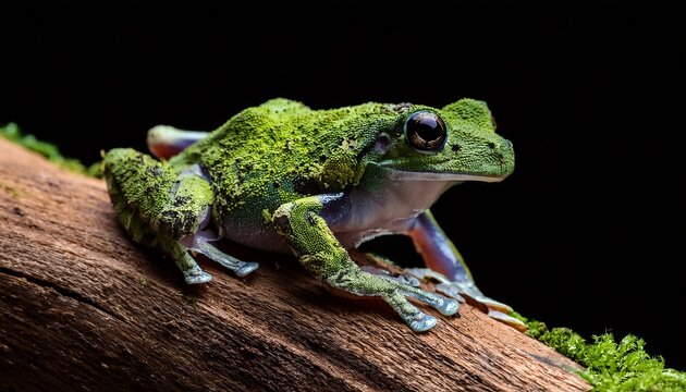 theloderma corticale vietnamese mossy frog camouflage on wood moss tree frog camouflage
